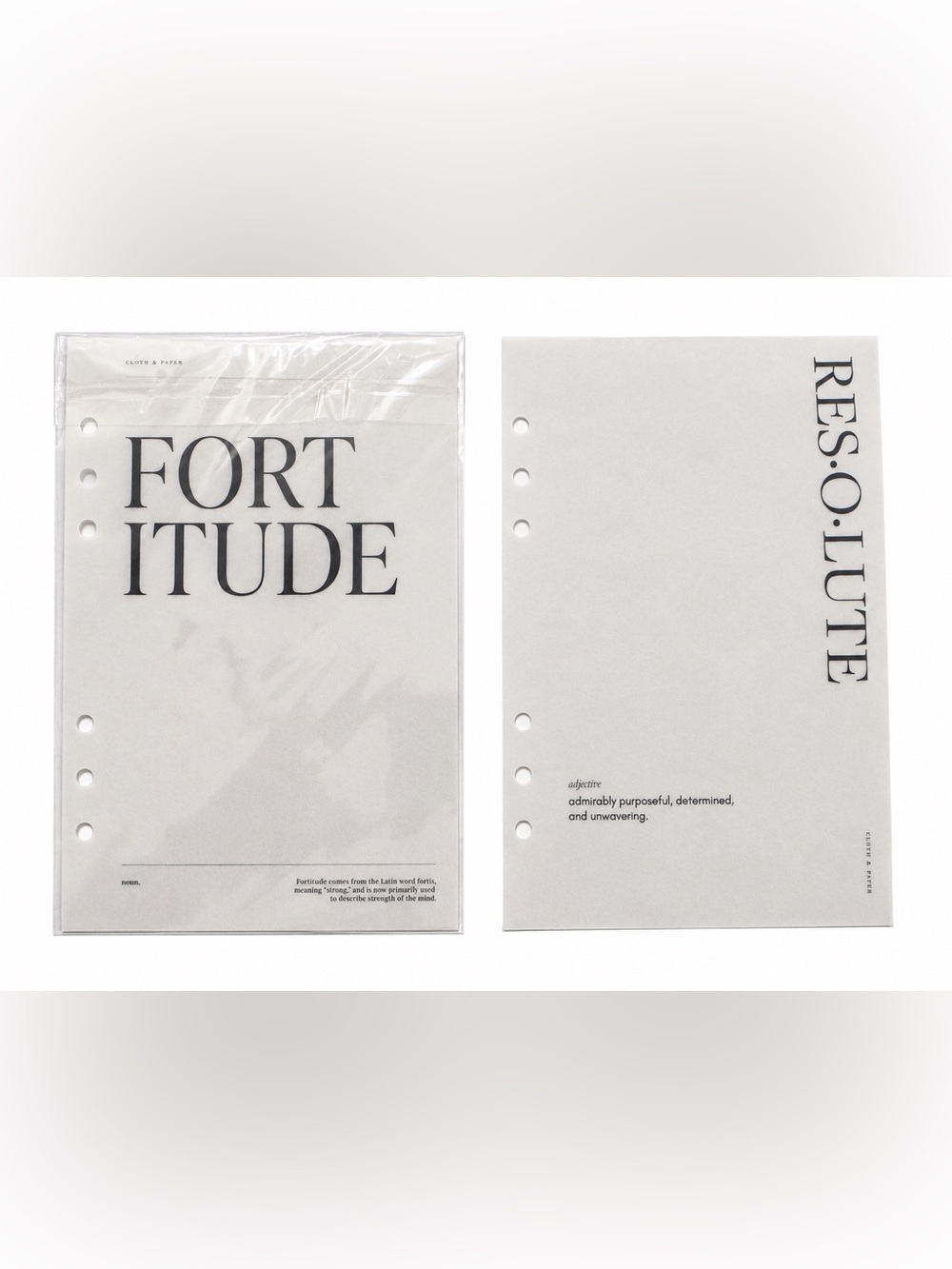 Cloth and Paper (C&P) Fortitude & Resoluute Vellum Neutral Planner 2 A5 Pages